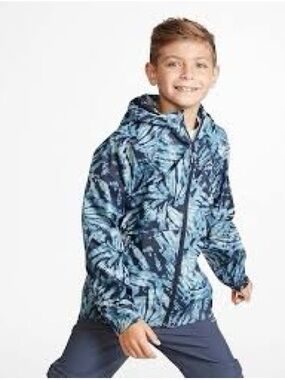 L.L. Bean Blue Tie Dye Lightweight Gorpcore Rain and Wind Jacket Large 14 16